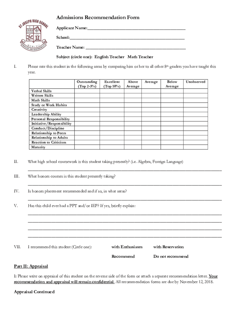 Fillable Online Letter of recommendation for teacher Full template ...