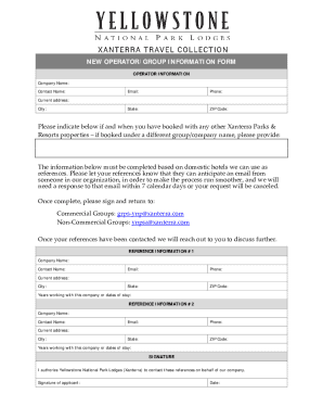Operator Group Information Form