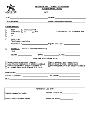 Form: Interlibrary Loan Request - Arlington Public Library