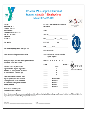 2019 42nd Annual YMCA Racquetball Tournament Enrty form-Final