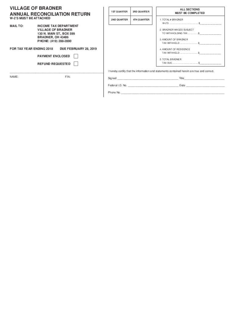 Fillable Online Fillable Online VILLAGE OF BRADNER ANNUAL