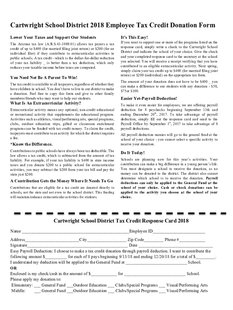 Fillable Online Employee Tax Credit Donation Form Fax Email Print pdfFiller