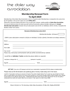 Membership Application Form To April 2022 - Dales Way Association