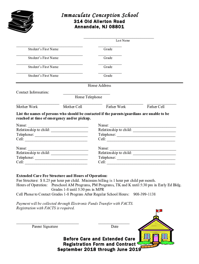 Fillable Online Immaculate Conception School 314 Old Allerton Rd