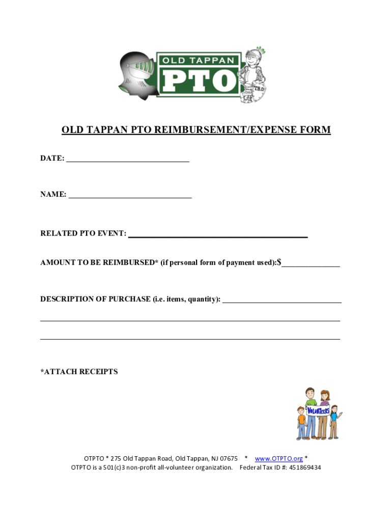 OLD TAPPAN PTO REIMBURSEMENT EXPENSE FORM Preview on Page 1