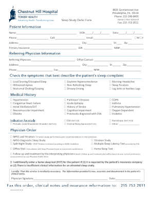 Patient Sleep Study Form