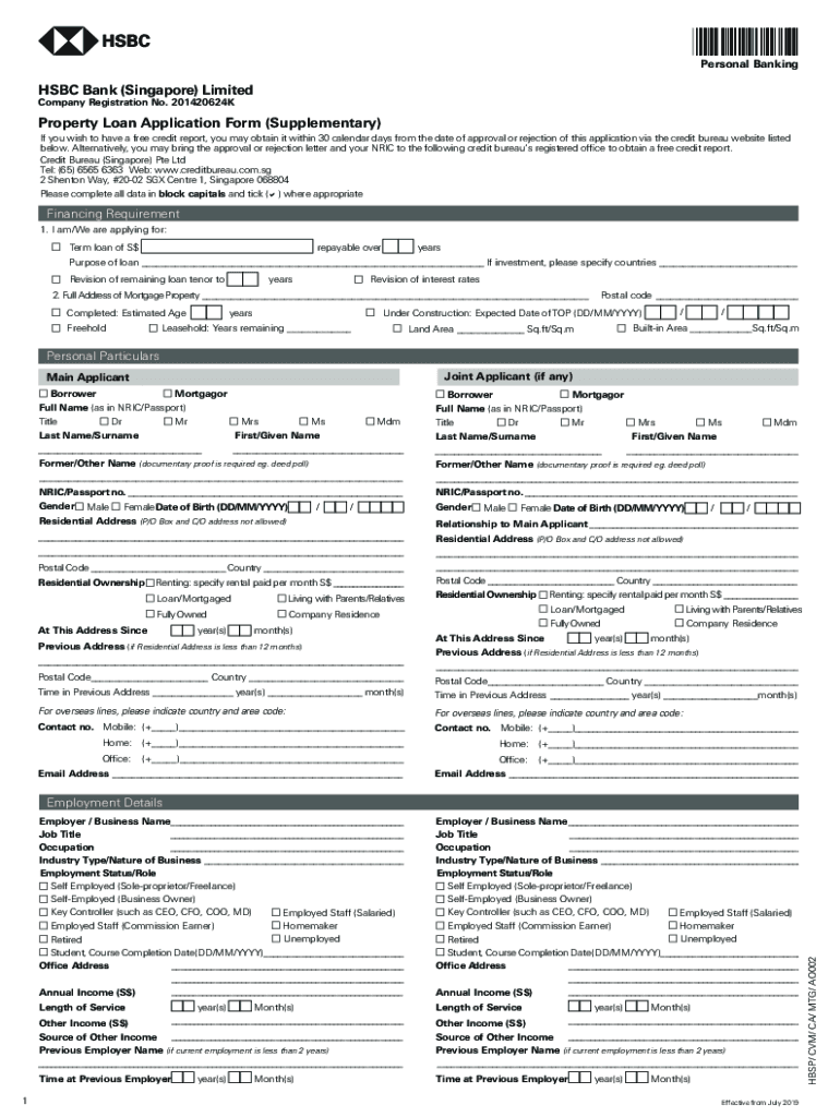 CA-MTG-AO002 Property Loan Application Form (Supplementary)v113Sep19 Preview on Page 1