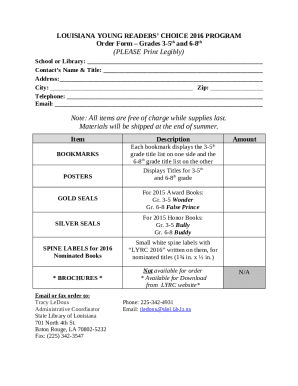 Order Form - Grades 3-5th and 6-8th