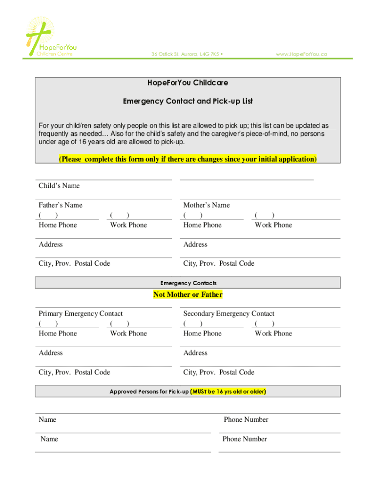 Fillable Online Pick up form Fax Email Print - pdfFiller
