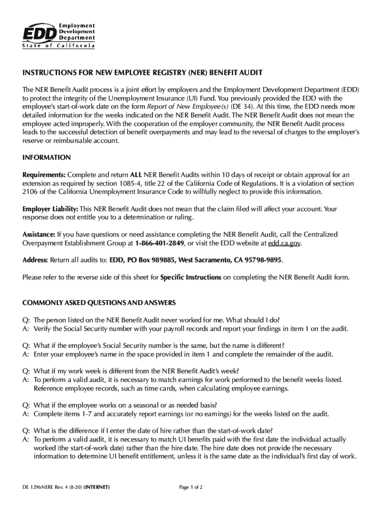 Fillable Online Benefit Audit Forms Employment Development EDD Fax Email Print pdfFiller