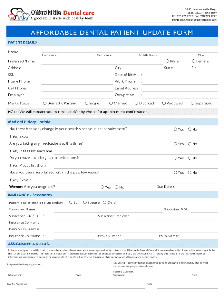 Fillable Online ACE FAMILY DENTAL CARE NEW PATIENT FORM Fax Email Print