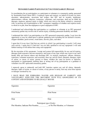 Volunteer Release Form - FESTIVAL BEACH COMMUNITY GARDEN