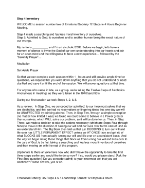 4th Step Inventory A.A. 4th Step Work sheets 12 Step Guides