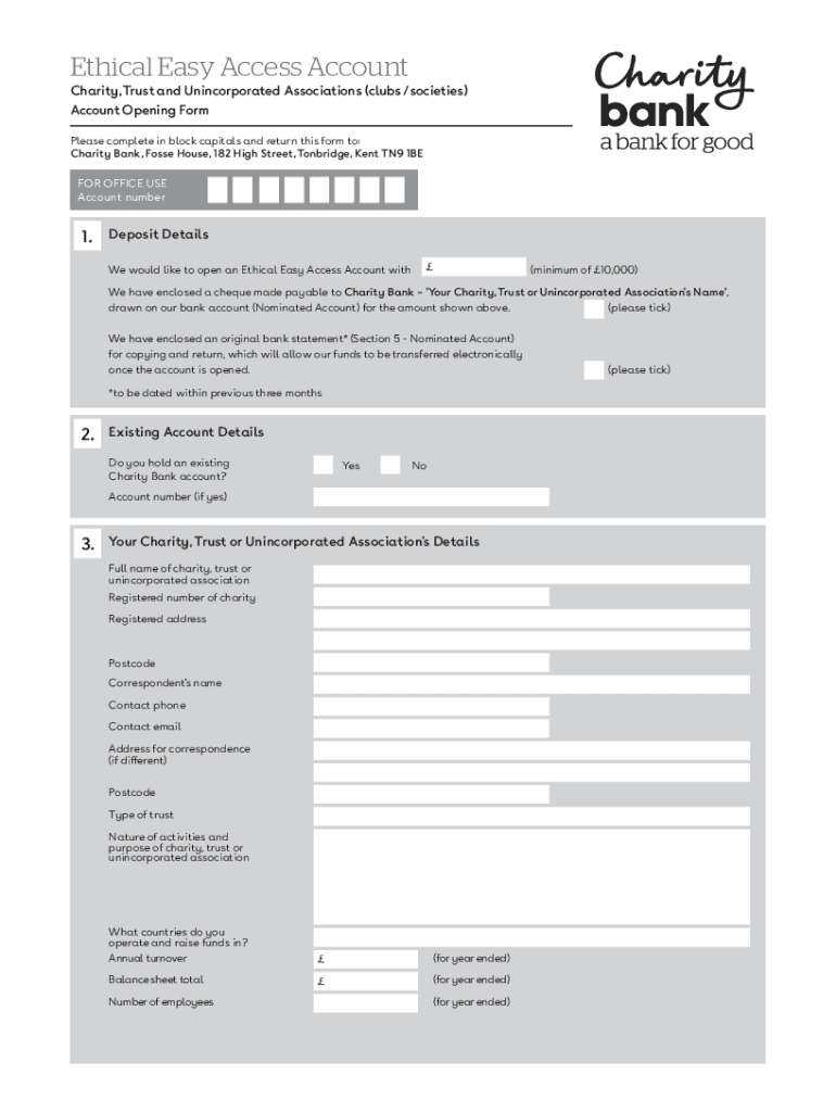 Fillable Online Ethical Easy Access Account Charity, Trust and