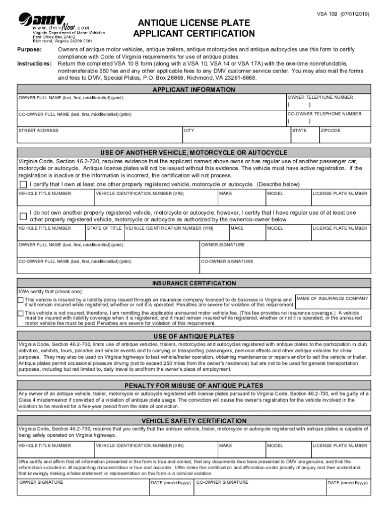 Vsa 10b - Fill Online, Printable, Fillable, BlankDocHub Preview on Page 1