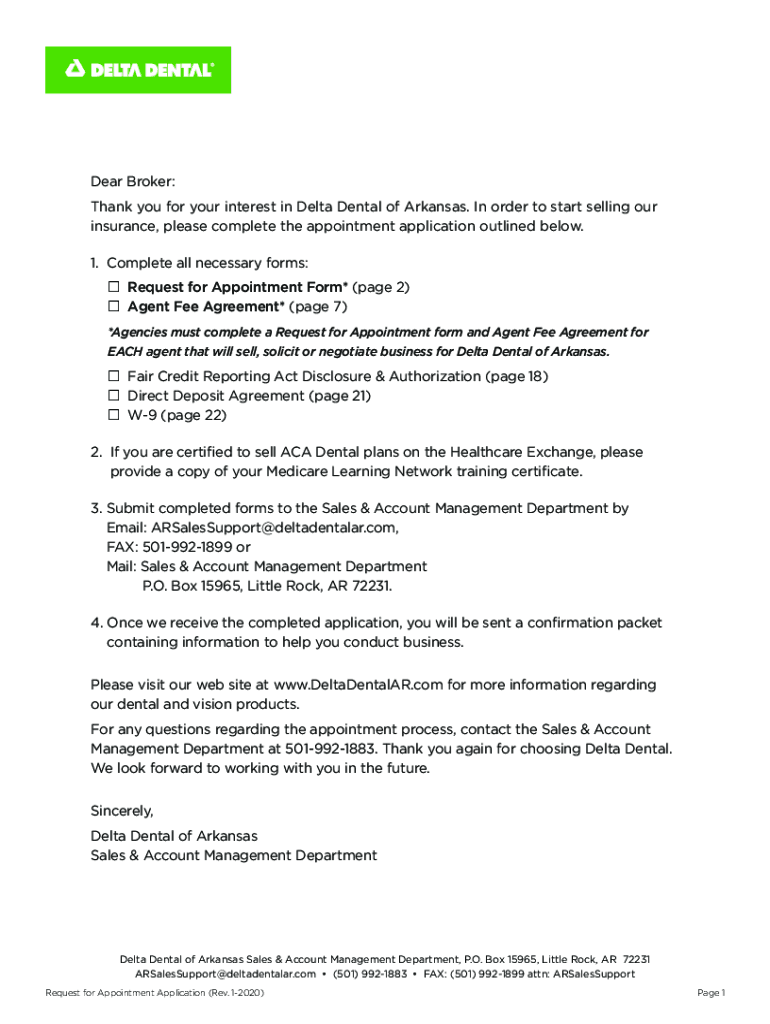 Request for Appt Letter Marlene - Delta Dental of Arkansas Preview on Page 1