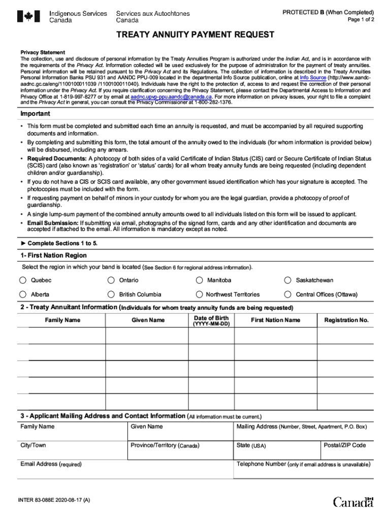 treaty annuity payment form Preview on Page 1