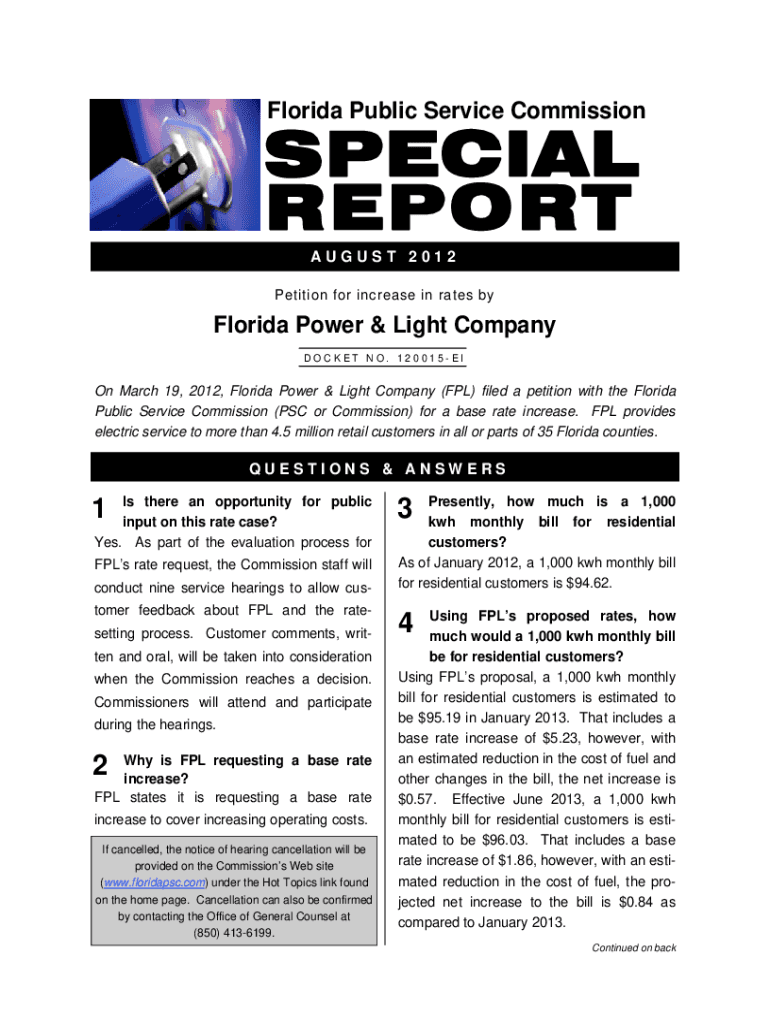 Florida Public Service Commission Fact Sheet: Docket No Preview on Page 1