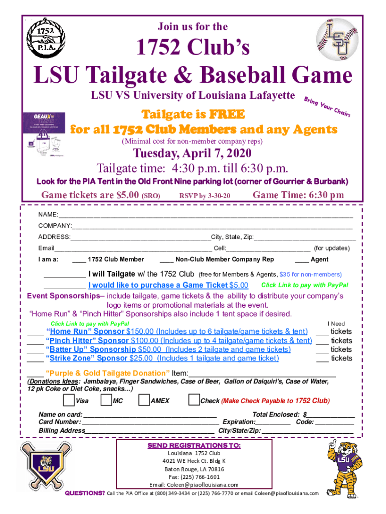 Fillable Online LSU Baseball Scores, LSU Baseball Scoreboard and