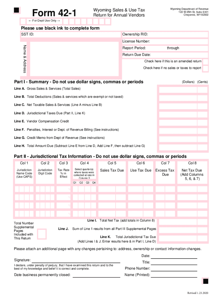 Wyoming Department of Revenue - Cheyenne , WY - Business Page Preview on Page 1