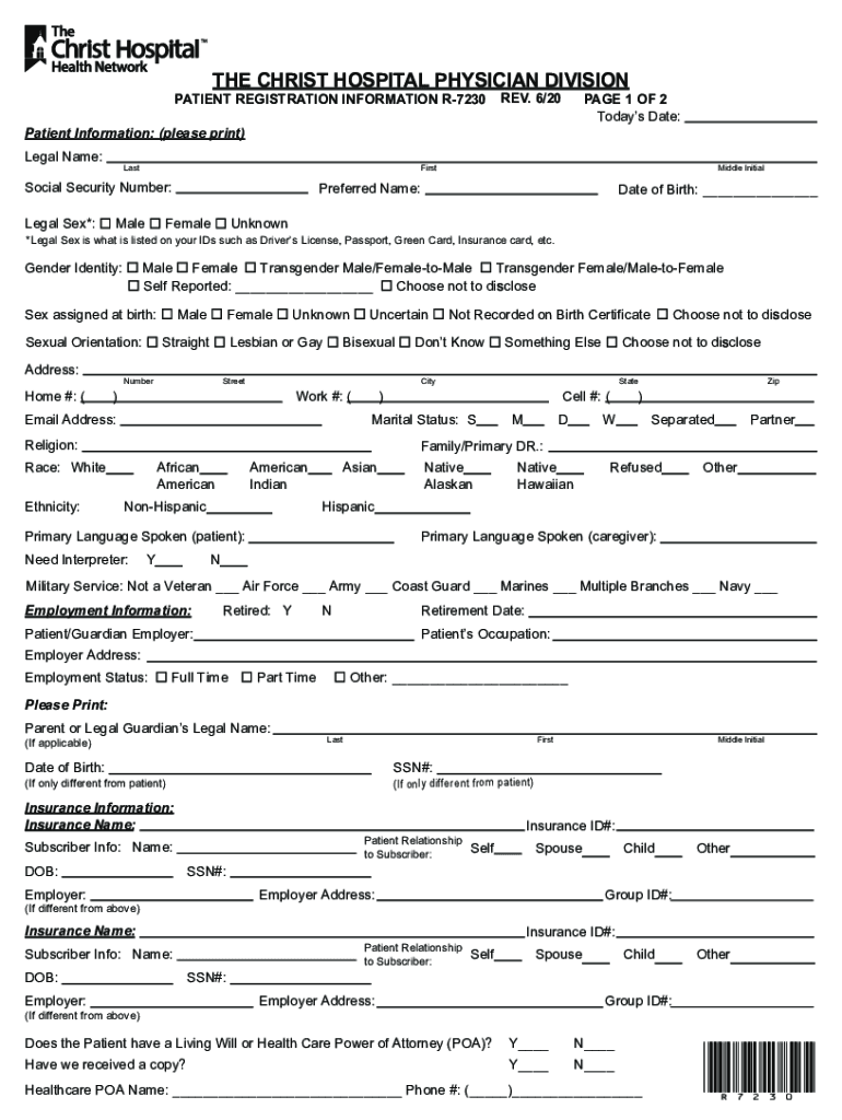 THE CHRIST HOSPITAL PHYSICIANS Today's Date: Patient Preview on Page 1