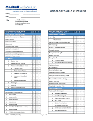 Oncology RN Skills Checklist - studylib.net