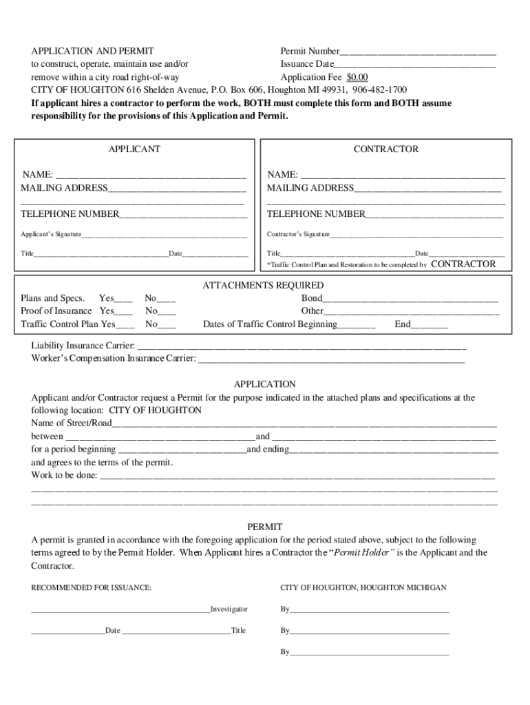 Fillable Online APPLICATION AND PERMIT CRA 100 Rev 7/99 Permit Number