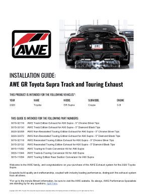 INSTALLATION GUIDE: AWE GR Toyota Supra Track and Touring ...