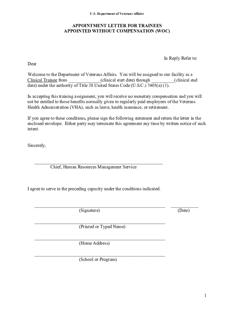 Fillable Online Trainee Appointment Letter Fax Email Print - pdfFiller