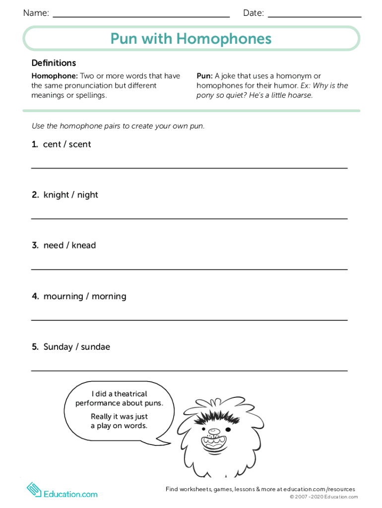 Homophone Vs Homonym Fill Online, Printable, Fillable, Blank pdfFiller