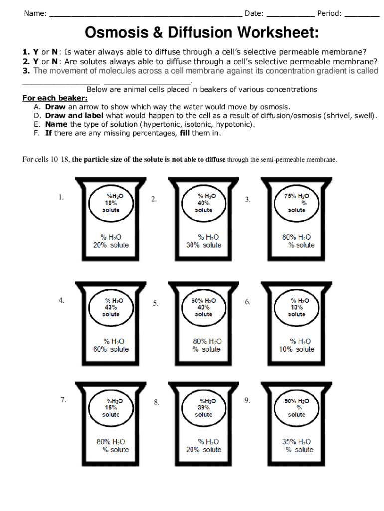 Diffusion And Osmosis Worksheet Answers - Fill and Sign Printable With Diffusion And Osmosis Worksheet