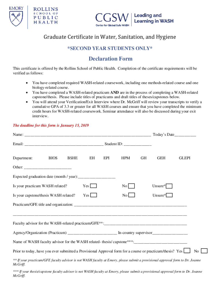 Fillable Online Certificate Course in Water Sanitation and Hygiene