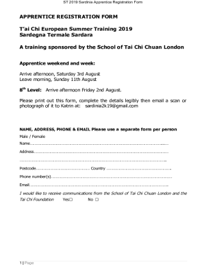 APPRENTICE REGISTRATION FORMChi European Summer Training ...