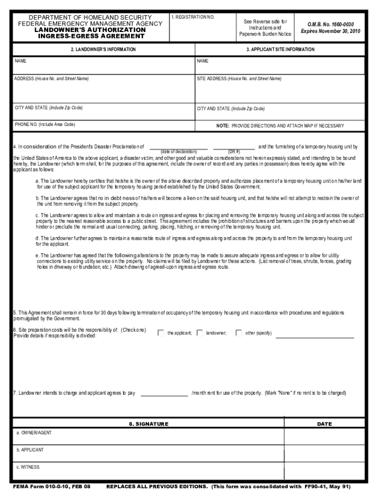 Fillable Online Landowner's Authorization Ingress-Egress Agreement ...