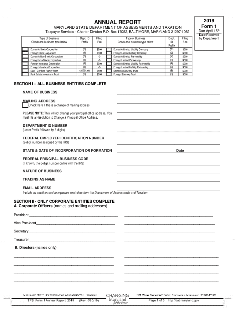 ANNUAL REPORT 2019 MARYLAND STATE DEPARTMENT OF ASSESSMENTS ... Preview on Page 1