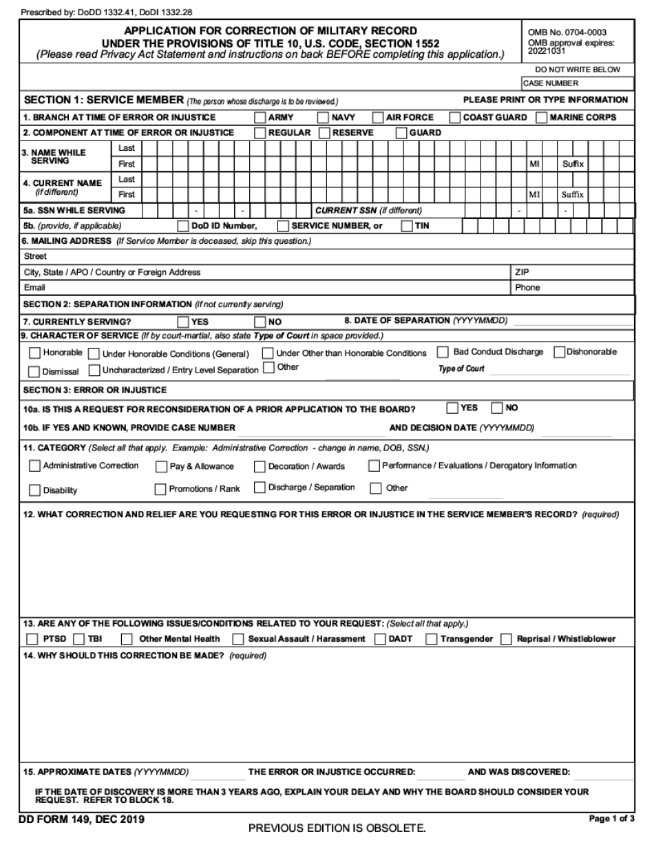 2019-2023 Form Dd 149 Fill Online, Printable, Fillable, Blank