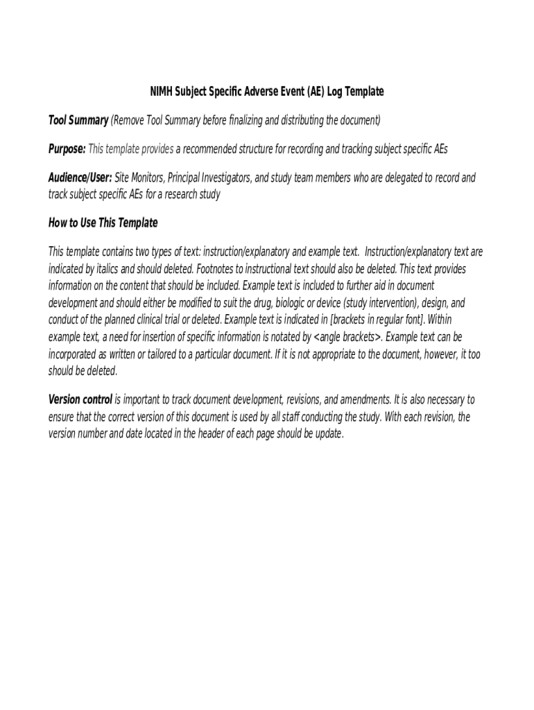 Tool Summary Sheet: Clinical Monitoring Plan Template NIMH Doc Tool Summary Sheet: Clinical Monitoring Plan Template NIMH Doc