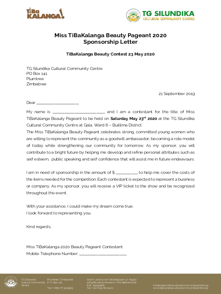 Beauty Pageant Sponsorship Proposal Pdf Fill Online Printable 