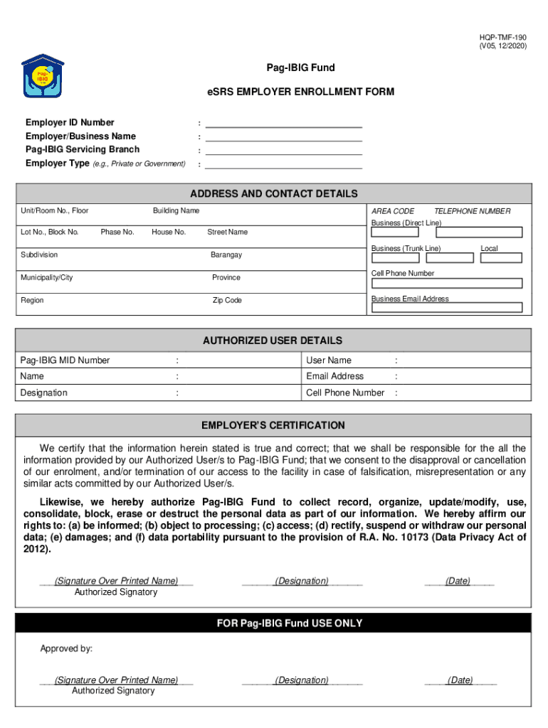 esrs employer enrollment form Preview on Page 1
