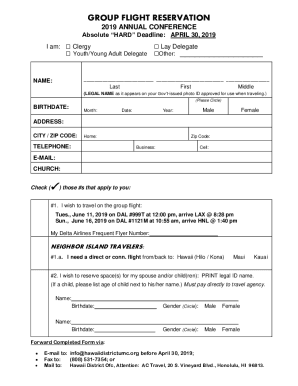 GROUP FLIGHT RESERVATION to the 2014 ANNUAL CONFERENCE