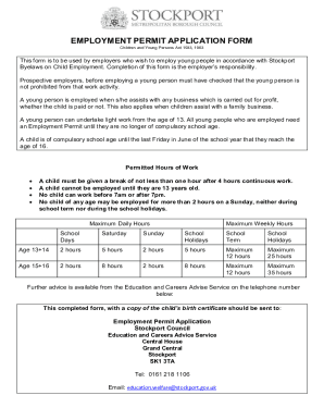 Fillable Online Child Employment. Permit Application Form Fax Email ...