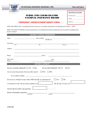 Signature: TEMPORARY UNEMPLOYMENT BENEFIT FORM - TCINIB.TC