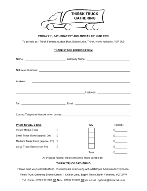 Trade Stand Booking Form (2019)