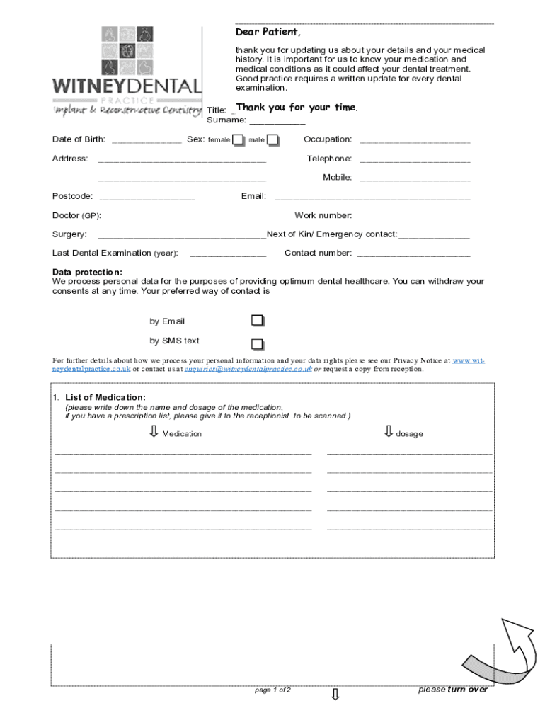 Fillable Online current medical history form Fax Email Print pdfFiller