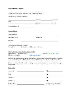 Islamic Marriage Contract