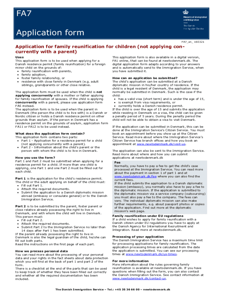Fillable Online Danish residence permit (family reunification) for a foreign Fax Email Print