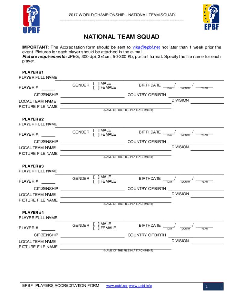 Fillable Online players accreditation form European Paintball