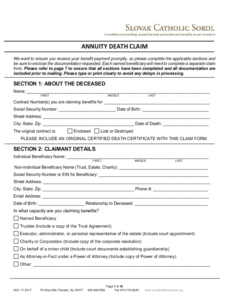 Fillable Online ADC Annuity Death Claim.docx Fax Email Print - pdfFiller