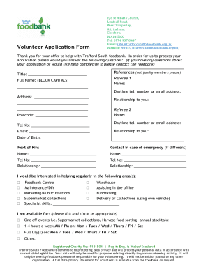 Volunteer Application Form - Trafford South foodbank