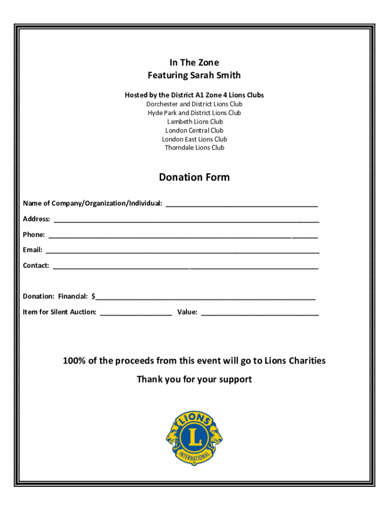 Donation Form - Hyde Park and District Lions Club Preview on Page 1